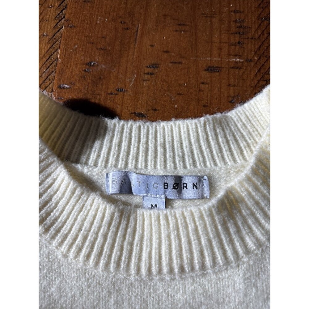 baltic born Ivory Sweater With pink Flowers Size Medium Cropped Wide Sleeve - Picture 4 of 6